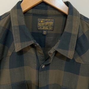Lucky Brand Mens Buffalo Plaid Button Shirt Shacket XXL Country Cabincore